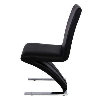 Modern minimalist Z-shaped PU leather metal dining chair, dining room chair