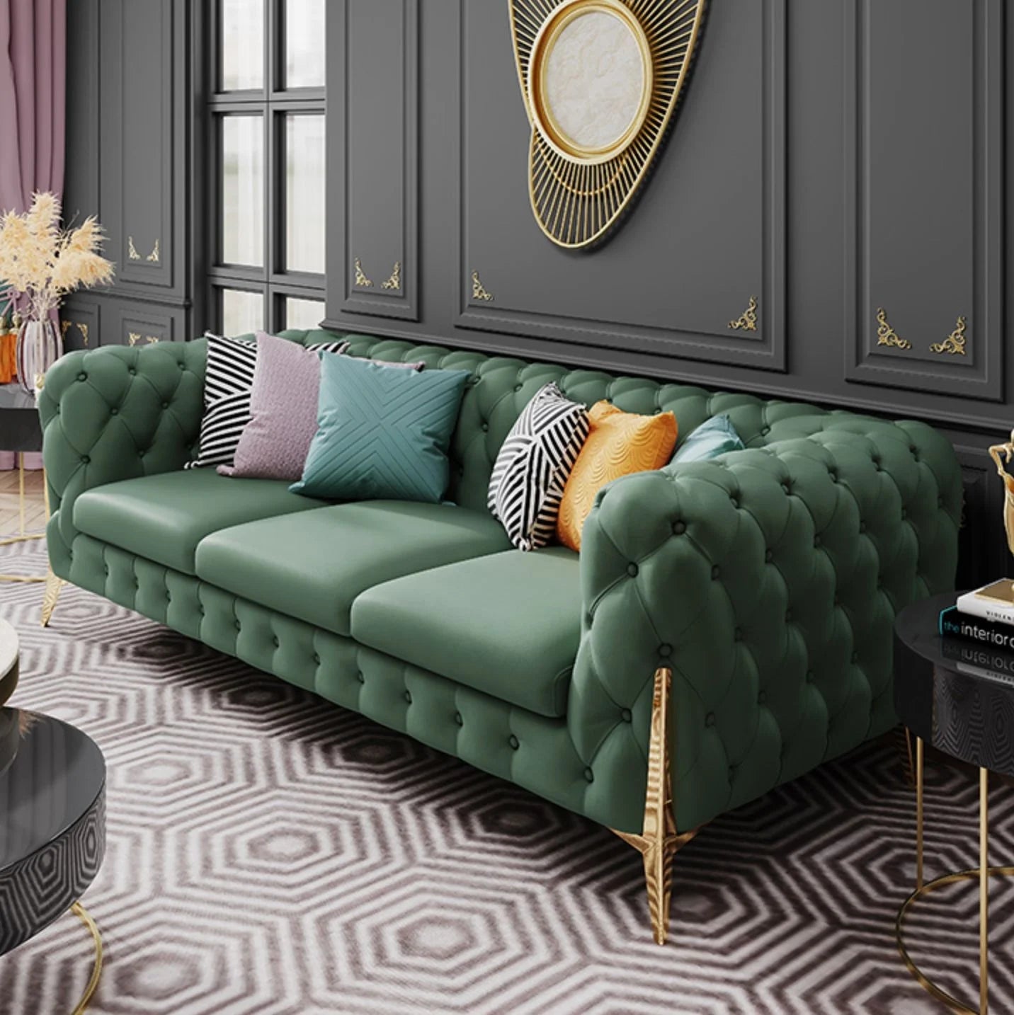 leather sofa setLight luxury sofa combination high-end living room furniture  Italian stainless steel modern art