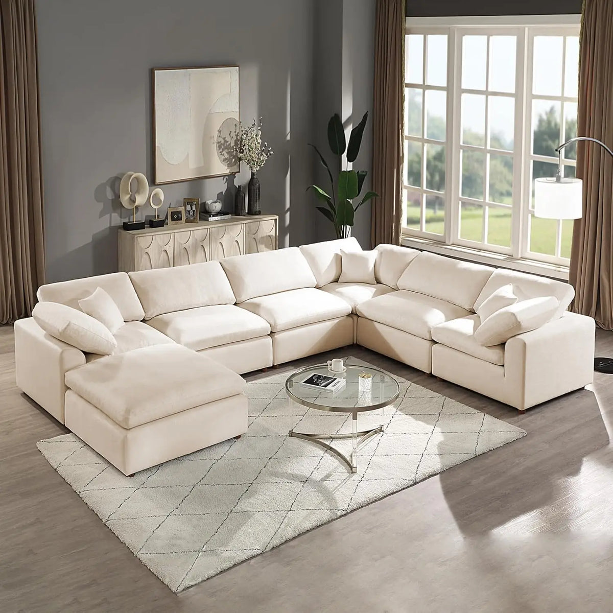 Oversized Modular Sectional Sofa,Cloud Couch Deep Seat Sofa Cushion Covers Removable,Oversized Sectional Couches for Living Room