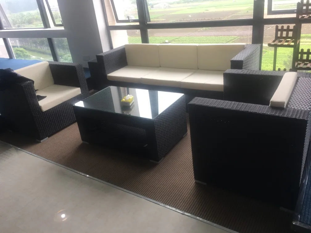 Outdoor Open-air Garden Sofas Hotel Backrest Modern Leisure Garden Sofas Balcony Pe Rattan Furniture Sofá Do Jardim MHHYSF