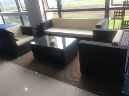Outdoor Open-air Garden Sofas Hotel Backrest Modern Leisure Garden Sofas Balcony Pe Rattan Furniture Sofá Do Jardim MHHYSF