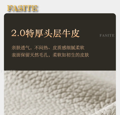 Modern ebony leather sofa first layer cowhide home simple new Chinese living room solid wood