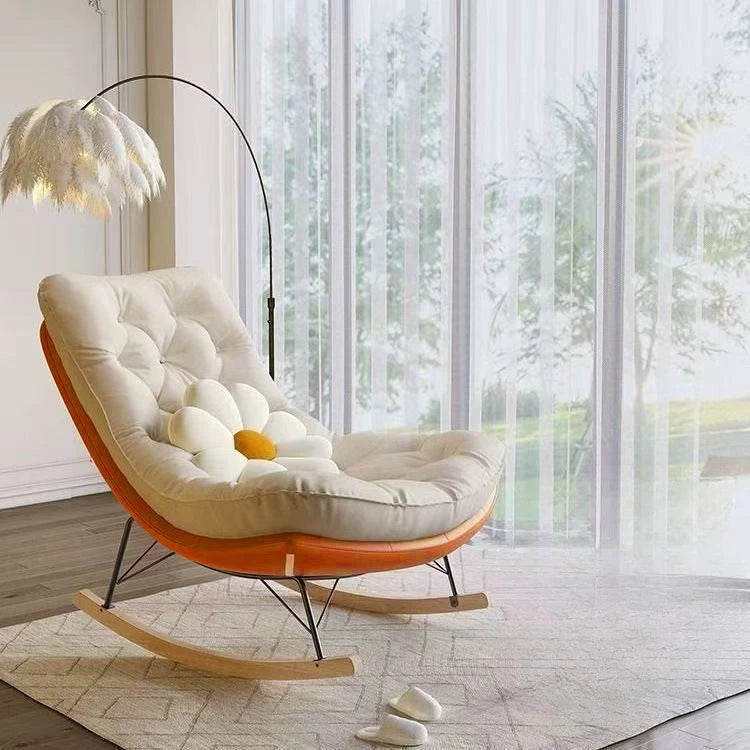 Honeycomb Recliner Rocking Chair Adjustable Backrest Foldable Comfortable Lazy Lounge Chair Bed Balcony Living Room Furniture