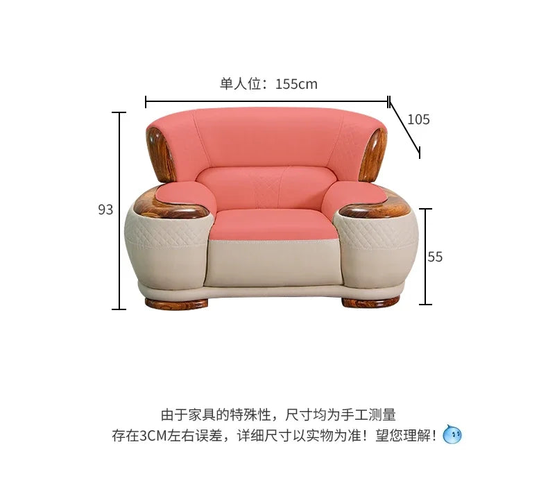 New Chinese ebony leather sofa living room modern first layer cowhide 1234 combination  FT