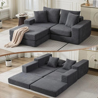 Sectional Couch with L-Shape Chaise, Modern Boneless Cloud Couch for Living Room, Sofa Bed with Deep Seat, No Assembly