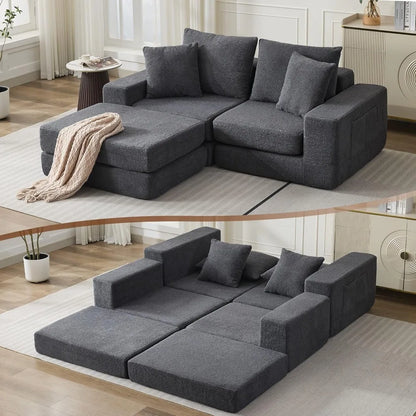 Sectional Couch with L-Shape Chaise, Modern Boneless Cloud Couch for Living Room, Sofa Bed with Deep Seat, No Assembly