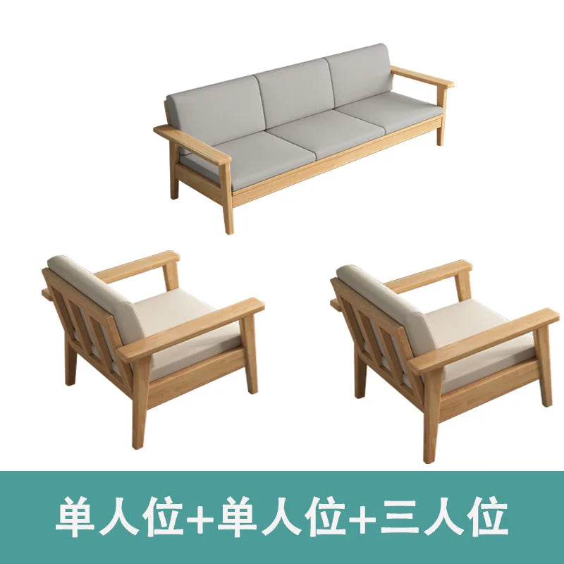 Solid wood sofa simple modern living room small apartment three-person winter and summer dormitory bed and breakfast sofa