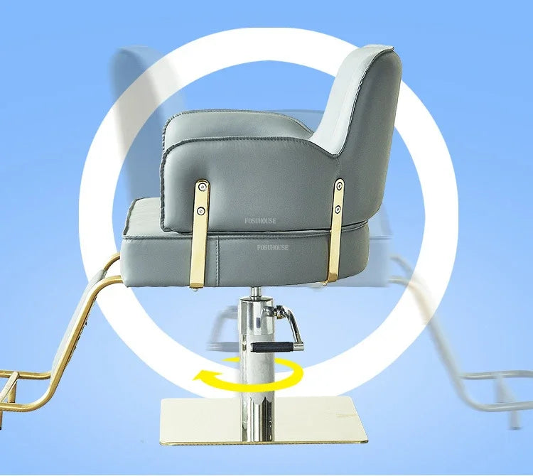 Simple Stainless Steel Barber Chairs Professional Salon Furniture Beauty Salon Chair Home Liftable Rotating Hairdressing Chair