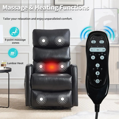 Massage Chair Recliner with Heat, Swivel Rocking Chair Recliner with High Back, Manual Lazy Boy Recliners for Adults,Small Recli