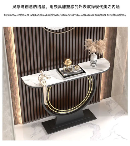 Light luxury entrance table, modern simple narrow case against the wall, aisle corridor decoration, golden end view table, entra