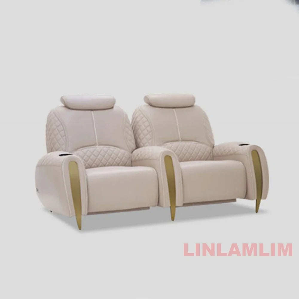 Luxury Electric Recliner Theater Seating Sofa – Modern Home Theater Chairs with LED Lighting, USB, Massage, Cooling Cup Holder