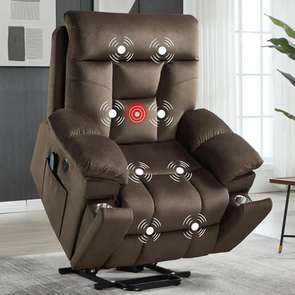 Large Power Lift Recliner Chair with Massage and Heat for Elderly Big and Tall People, Overstuffed Wide Recliners, Customized