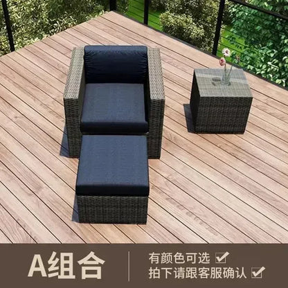 Luxury Terrace Courtyard Garden Furniture Outdoor Garden Sofa Combination Outdoor Waterproof Sun Protection Leisure Sofa Chair N