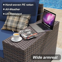 PatioLix  Furniture Set, Oversized Seat/Armrest and High Back Wicker Sectional Furniture Set