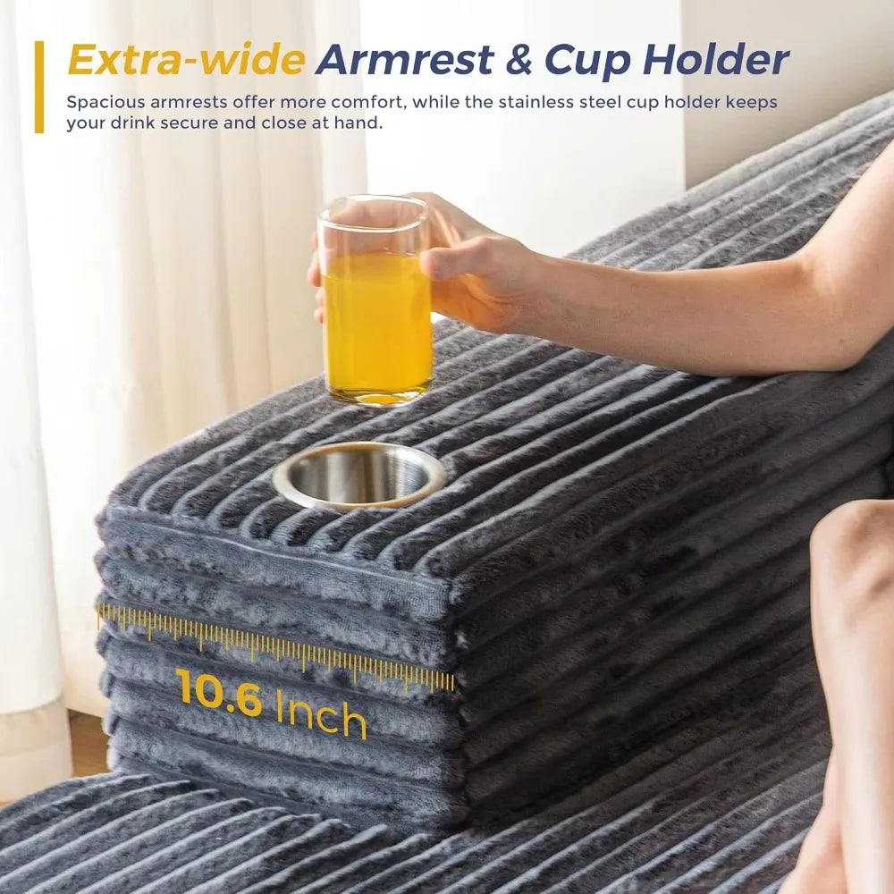 Vacuum Compression Living Room Boneless High Density Combination Foam Sofa Sofa Bed with Cup Holder