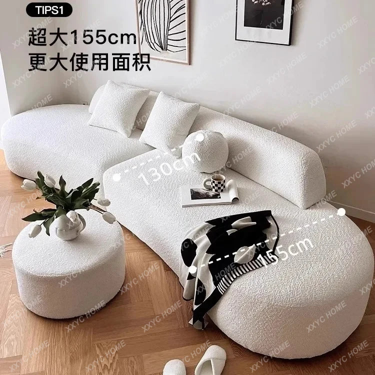 TTTTC – canapé en tissu incurvé, nouvelle zone d'assise, réception, petit appartement de forme spéciale, salon français, anti-rayures pour chat