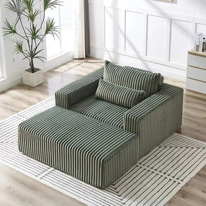 Modern Luxury New Striped Velvet Fabric Single Seat Compression Sofa with Ottoman Space-Saving for Living Room Bedroom