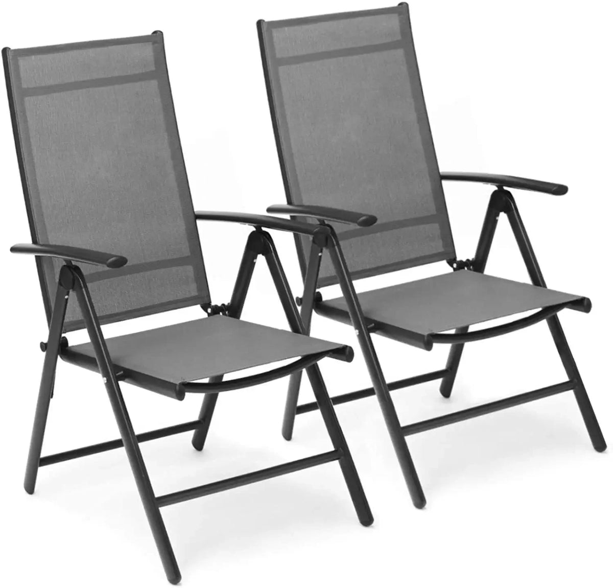 2PCS Foldable Lounge Chair Patio Folding Dining Chairs Aluminum Padded Adjustable High Back Lightweight Lawn Chair, Load 120kg