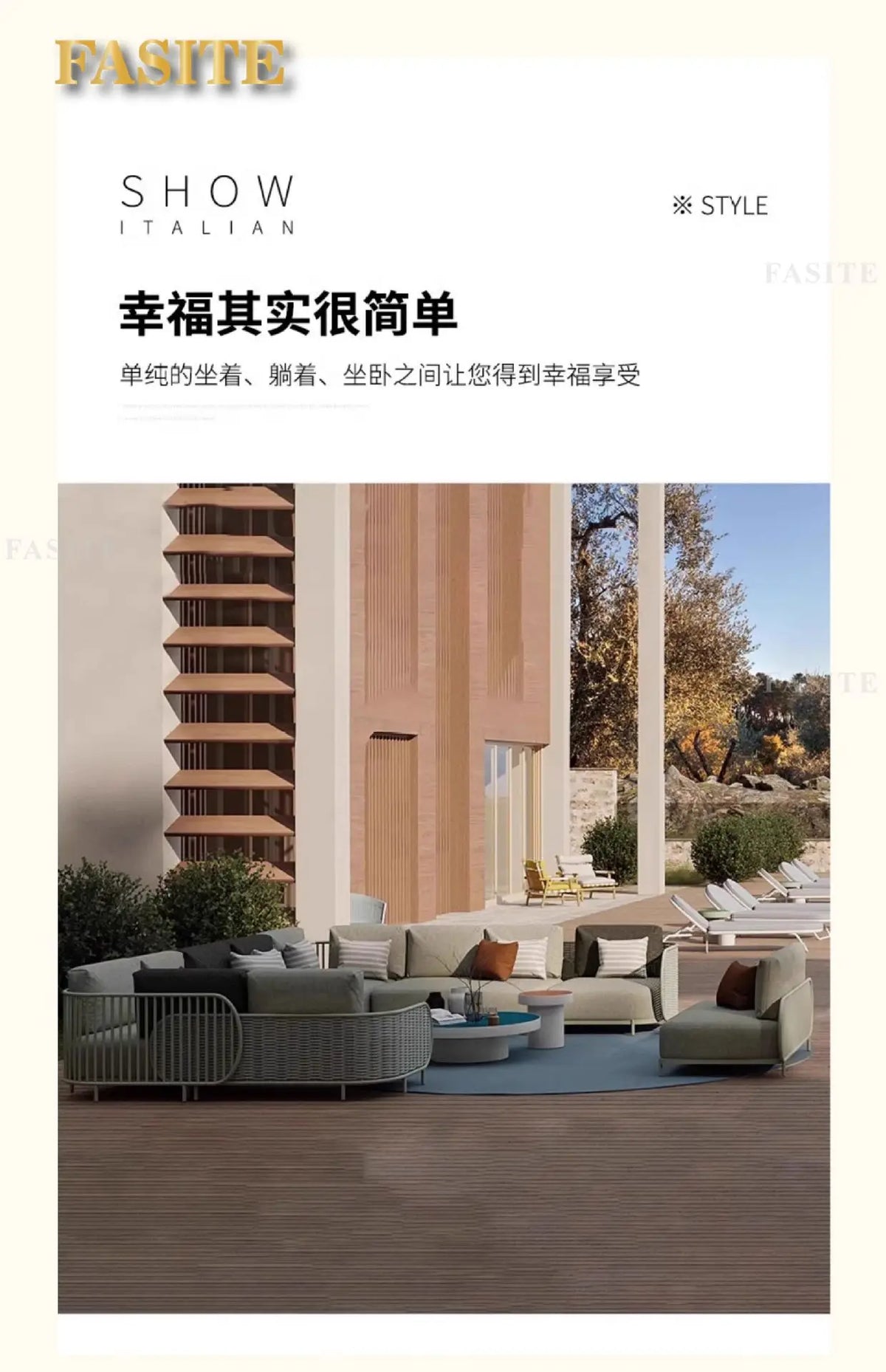 Outdoor sofa combination outdoor courtyard open-air villa living room hotel famous club rattan sofa