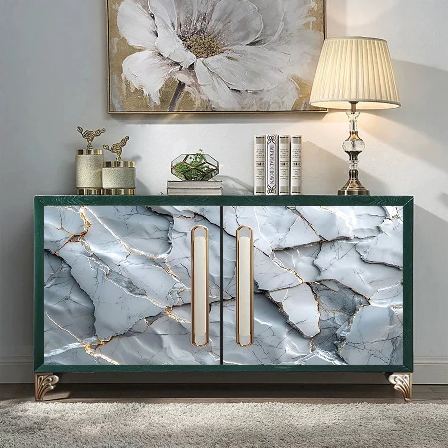 1 roll of marble self-adhesive wallpaper PET waterproof, flame-retardant, oil proof sticker background wall decorative wallpaper