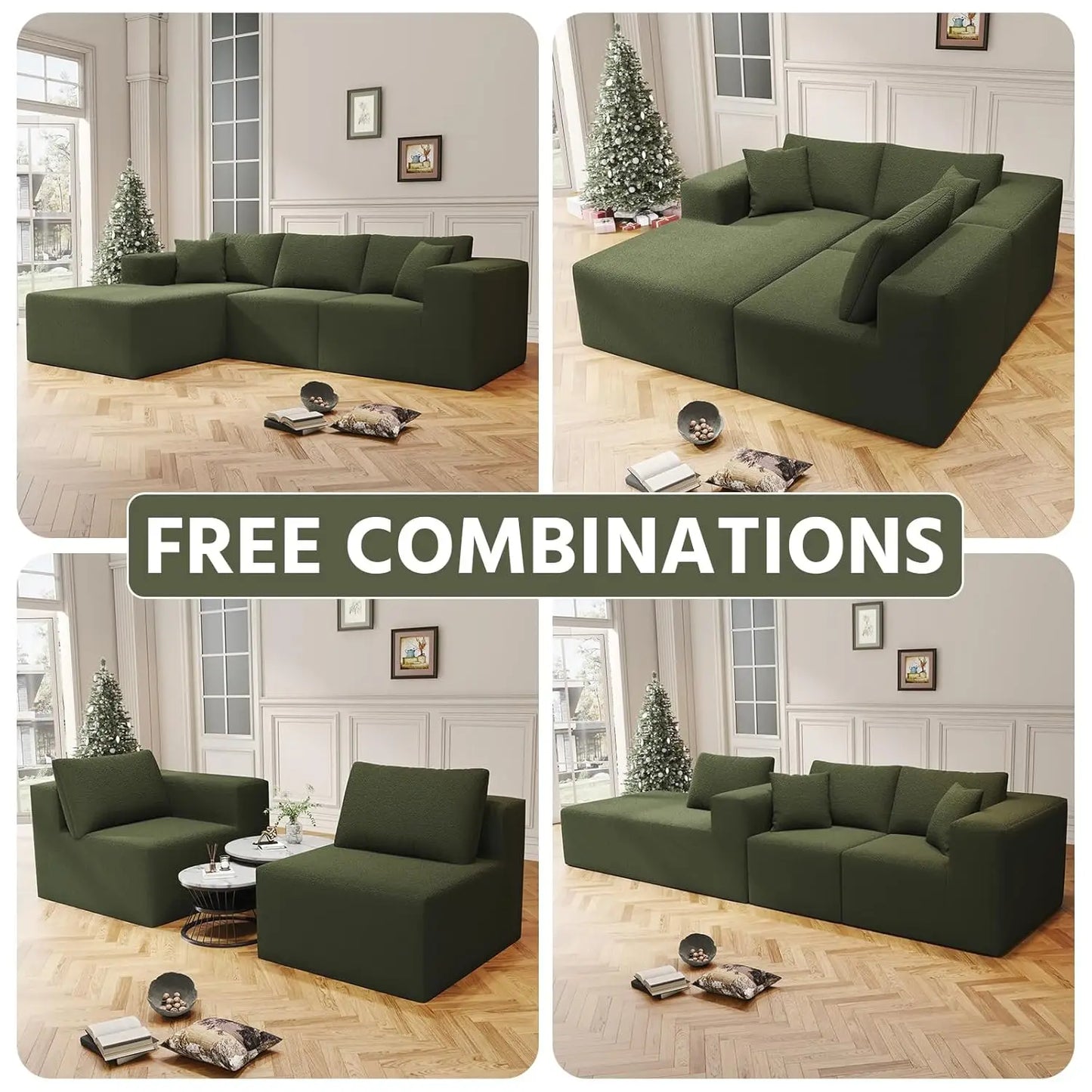 108" Cloud Sectional Couch with L-Shape Chaise,4 Seat Modern Modular Sofa with Deep Seat,Upholstered Couches for Living Room Bed