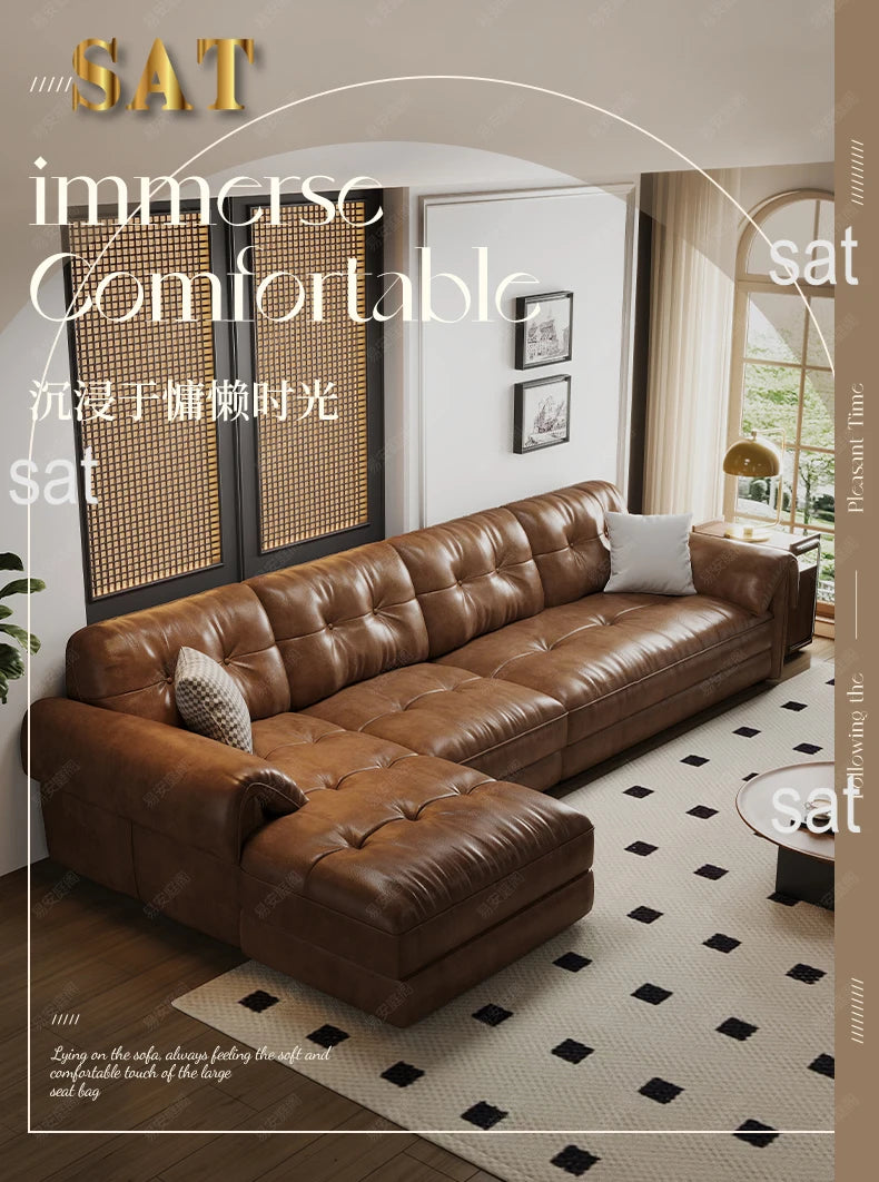 Minimalist Brown Sleep Sofa Faux Leather Designer Loveseat Lazy Sofa Couch Cloud Divano Da Soggiorno Living Room Furniture