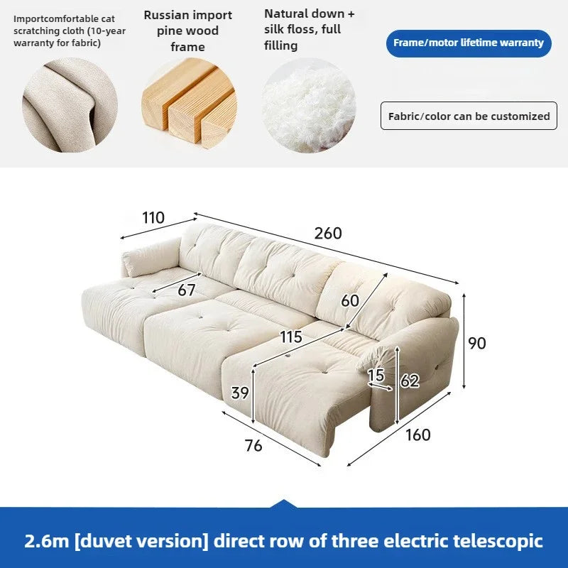 Cloud Electric Sofa Living Room Modern Simple Telescopic Fabric Lazy Multi-functional Sofa Bed Dual-purpose