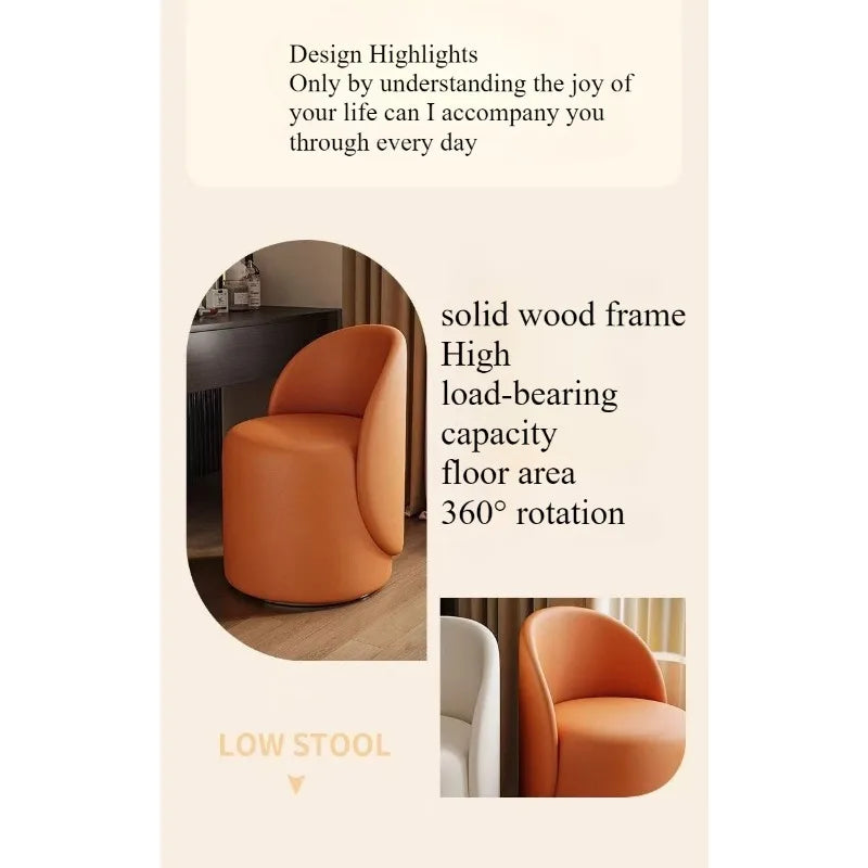 Light luxury Nordic makeup chair bedroom dresser fairy stool high backrest Internet celebrity simple home manicure round stool