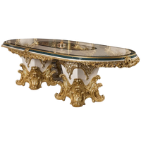 Upscale Royal Luxury Restaurant Furniture Set Custom Classical Wooden Gold Leaf Dining Table
