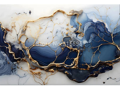 Custom Large Size 3D Wallpaper Modern Mable Golden Blue Wall Paper for Living Room TV Background Mural Canvas Home Decoration