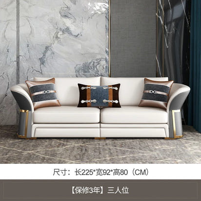 Italian Designer Leather Sofas Luxury 3 Pieces Set Minimalist Modern Sofa Loveseat Floor Divano Soggiorno Home Furniture