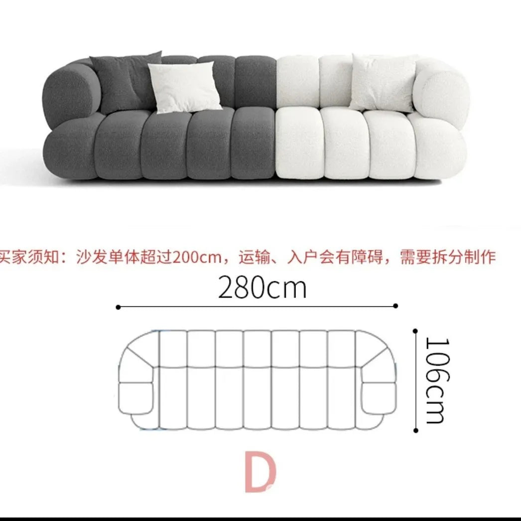 Living room cloud fabric sofa size apartment