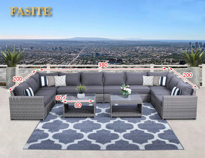 Outdoor rattan sofa combination U-shaped corner courtyard garden balcony hotel
