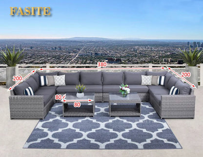 Outdoor rattan sofa combination U-shaped corner courtyard garden balcony hotel