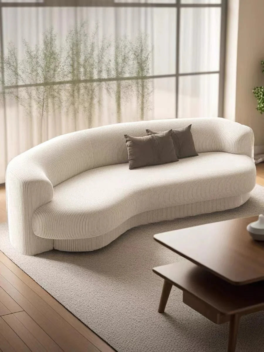 Fabric Living Room Sofas European Beige Italian Curved Luxury Couch Double Modern Designer Divano Soggiorno Home Furniture