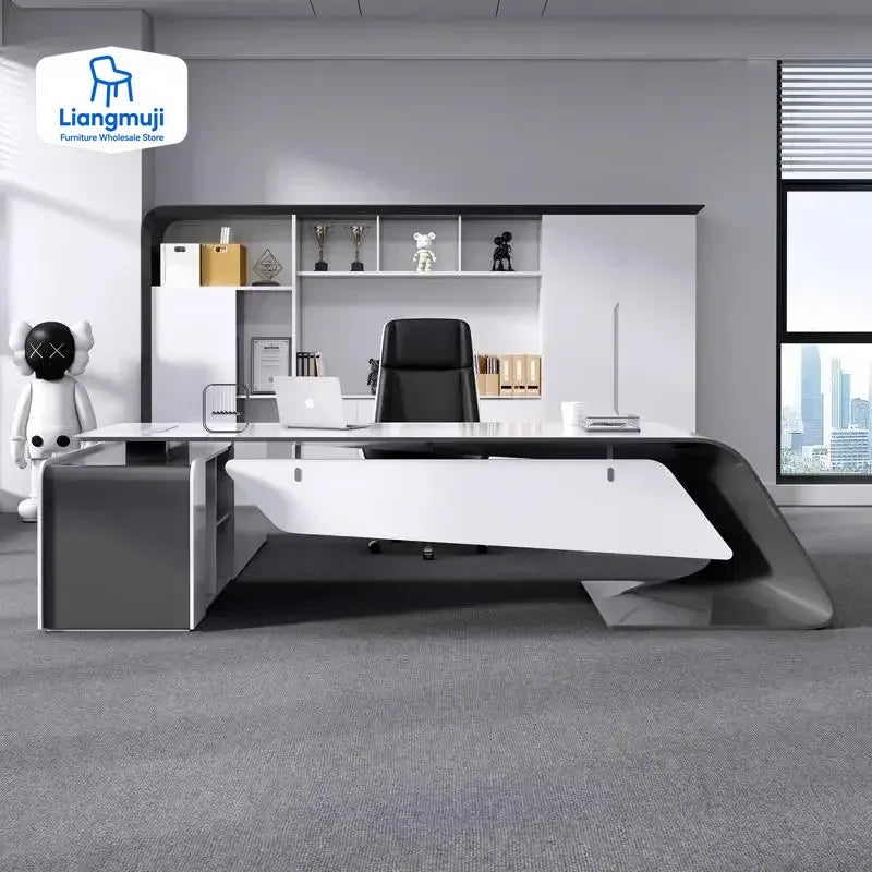 Luxury Long Office Desk Modern Design Storage Multifunctional Office Desk Display Minimalist Mesas Escritorio Trendy Furniture