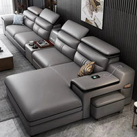 Genuine Leather Sofa Cowhide Modern Wireless Charging Smart Audio Sofa Living Room Corner Combination Divano Home Furniture
