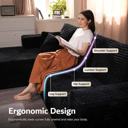 U Shaped Sofa Boneless Couch with Chaise 135" Cloud Modular Sectional Couch for Living Room Big Comfy Couches Set  furniture