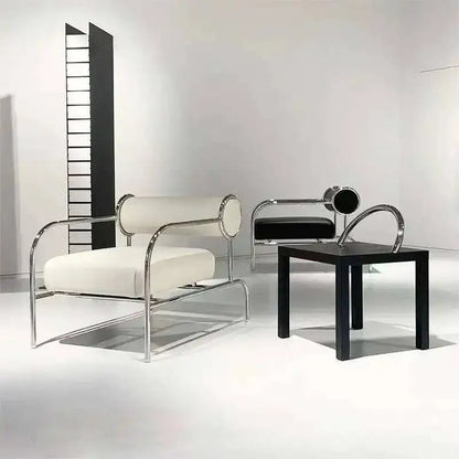 Furniture Living Room Chairs Stainless Steel Single Sofa Recliner European Living Room Nordic Home Fabric Leisure Back Armchair