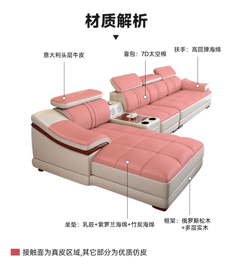 Modern simple living room size apartment combination leather art sofa furniture       FT