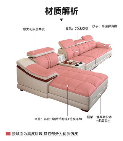 Modern simple living room size apartment combination leather art sofa furniture       FT