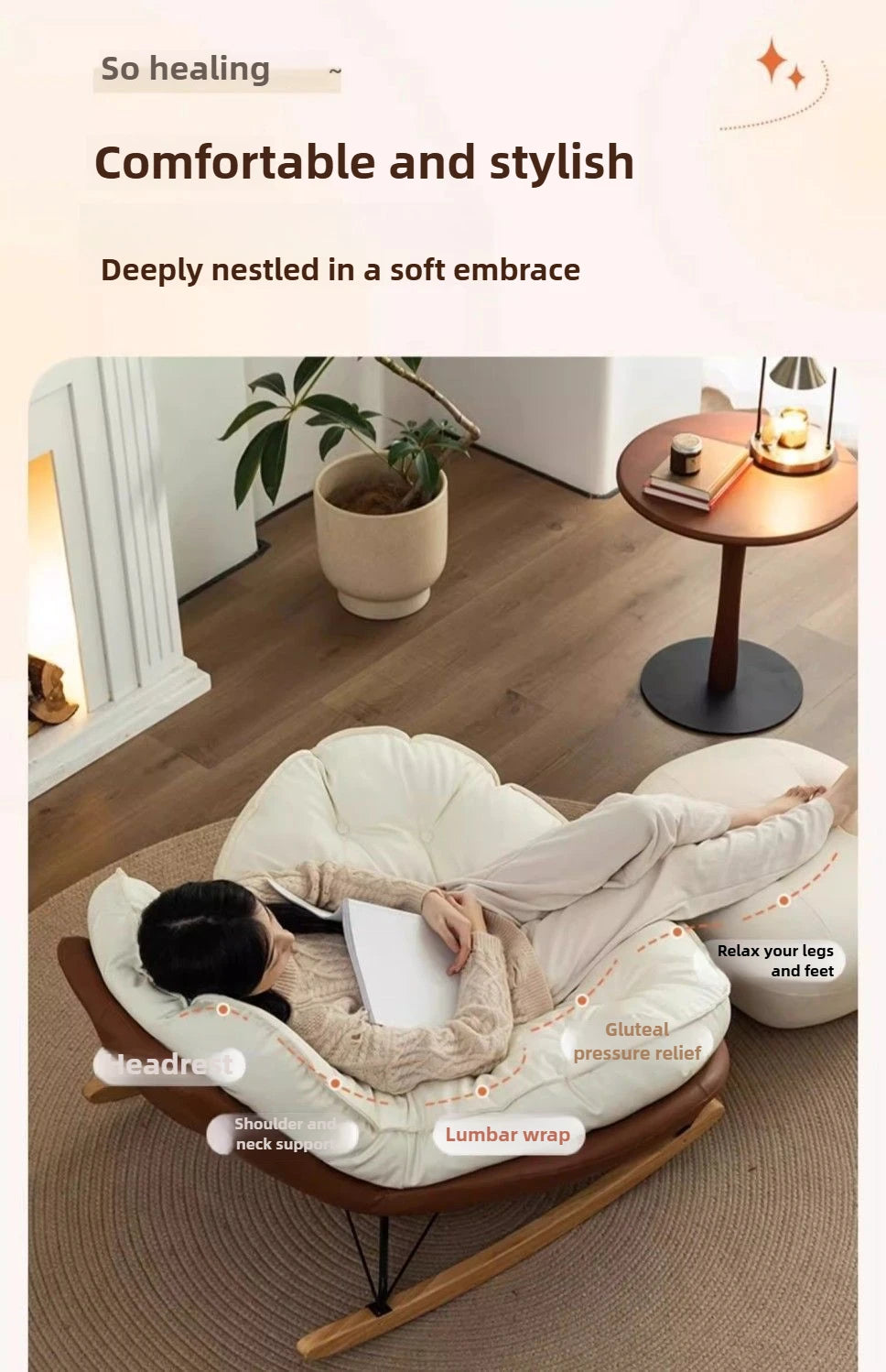 Single Lazy Rocking Chair,internet Famous White Sofa,balcony,living Room,bedroom,Nordic Italian Style Leisure Rocking Chair,sofa