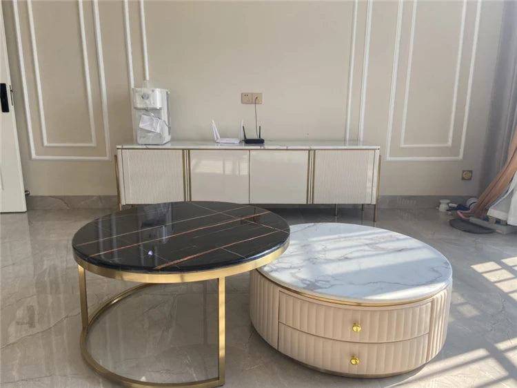 Modern Marble Coffee Tables For Simple Small Apartment Living Room Furniture Sofa Side Household Storage Cabinet End Table Set