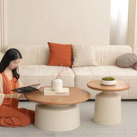 Modern Cream-style Coffee Round Table for Small Space Living Room Japanese Style Minimalist Furniture Living Room Side Table