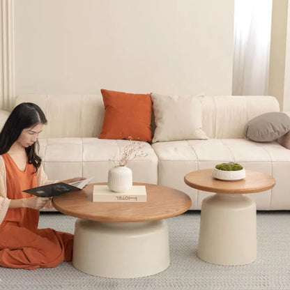 Modern Cream-style Coffee Round Table for Small Space Living Room Japanese Style Minimalist Furniture Living Room Side Table