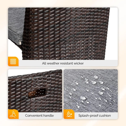 3 PCS Wicker Outdoor Patio Bistro Set Patio Furniture Set for Small Space with Glass Top Table Dining Chairs Balcony Furniture P