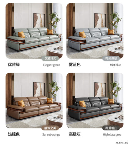 MINGDIBAO Premium Italian Genuine Leather Sofa Set for Living Room with Adjustable Headrests, Bluetooth Speaker, Wireless Charge