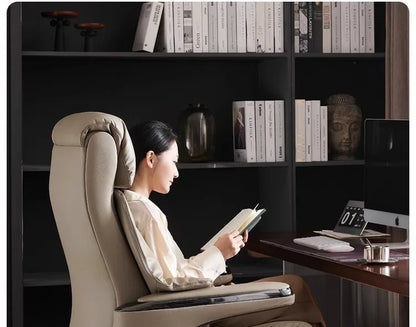 Senior Leather Office Chairs Ergonomic Comfortable Adjust Recliner Office Chairs Mobile Luxurious Furniture Silla Oficina LXOC