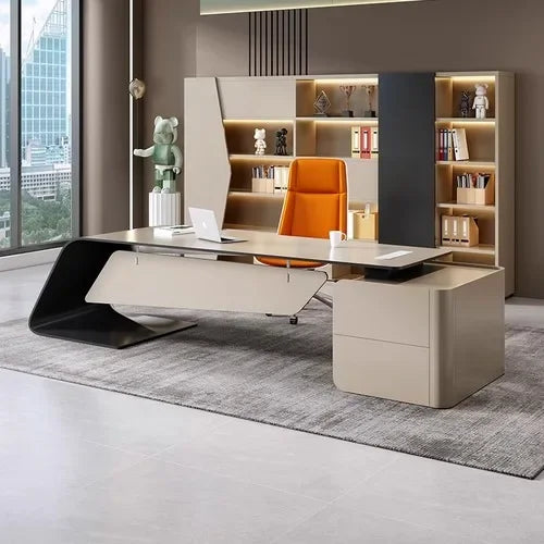 High-end Lacquered Boss Desk, Stylish Atmosphere, Modern and Simple Office Desk, High-end Workbench