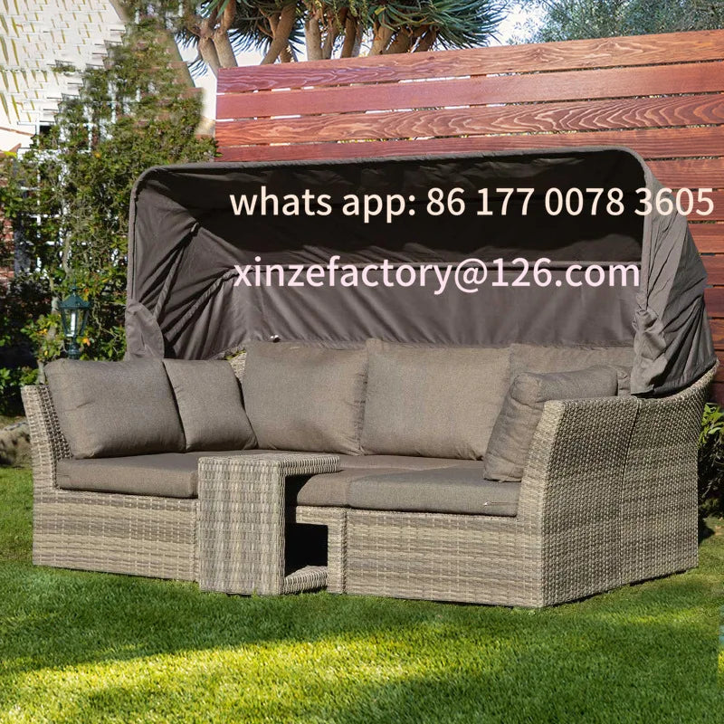 Customizable outdoor sofa waterproof sunscreen garden courtyard rattan chair open-air balcony outdoor rattan sofa coffee table c